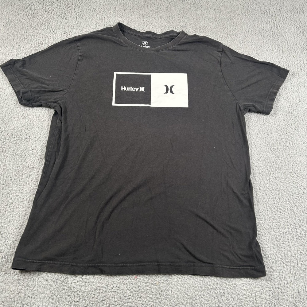 Hurley Shirt Mens Extra Large Black Split Box Logo Graphic Tee Short Sleeve - Picture 2 of 11